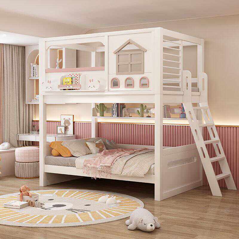 Bunk Bed With Stairs And Slide - سرير أطفال مزدوج من الخشب الصلب