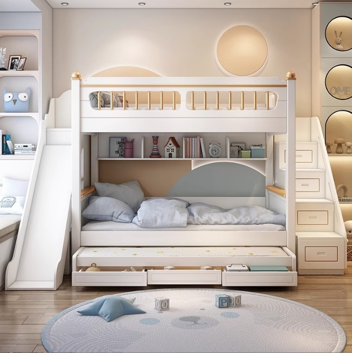 سرير أطفال بطابقين من الخشب ال - مراجعة Bunk Bed With Stairs And Slide وسعره