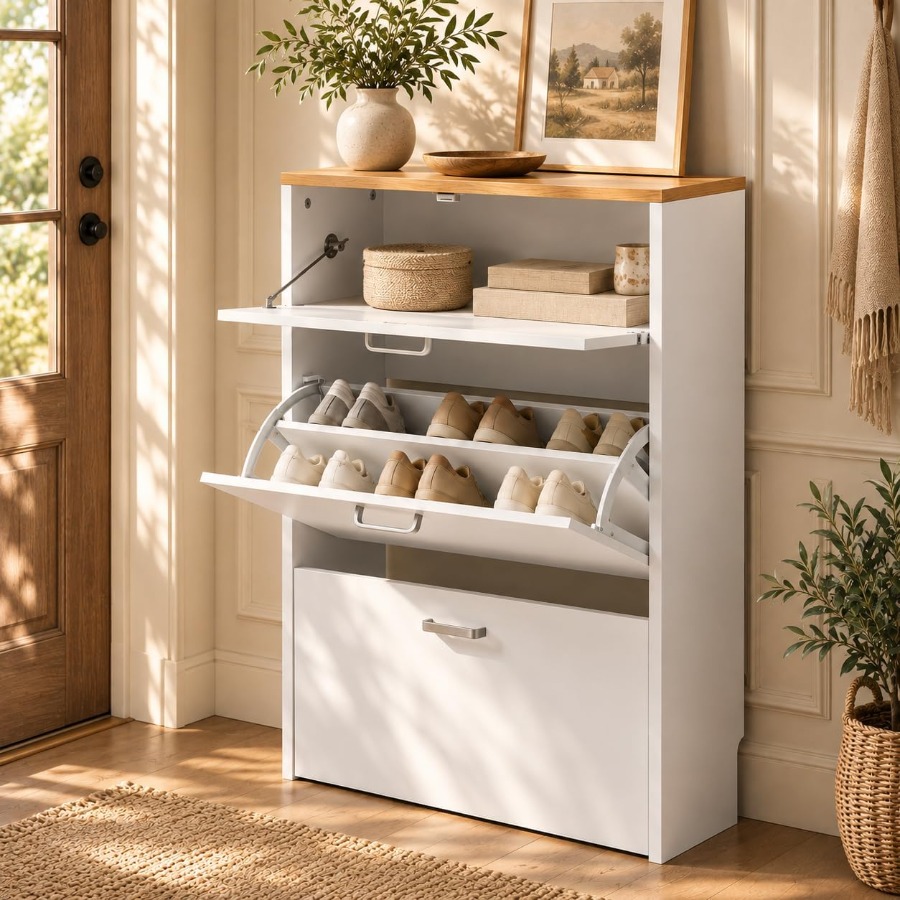 خزانة أحذية لتخزين الأحذية في  - مراجعة Shoe Rack Cabinet Narrow Entryway وسعره