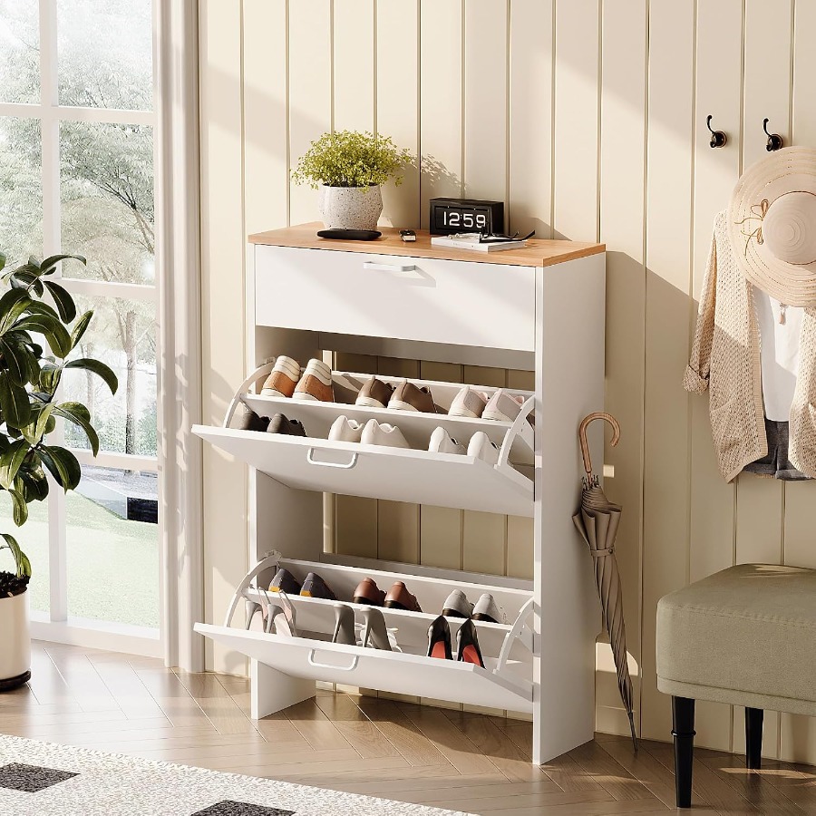 خزانة أحذية لتخزين الأحذية في  - مراجعة Shoe Rack Cabinet Narrow Entryway وسعره