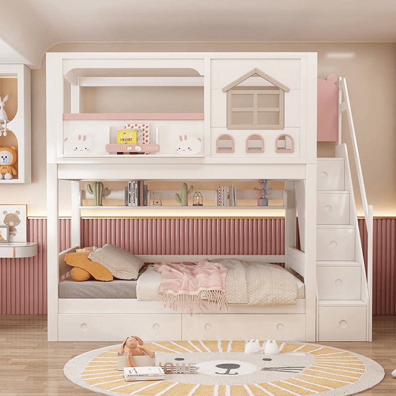 سرير أطفال مزدوج من الخشب الصل - مراجعة Bunk Bed With Stairs And Slide وسعره