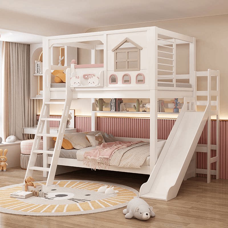 سرير أطفال مزدوج من الخشب الصل - مراجعة Bunk Bed With Stairs And Slide وسعره